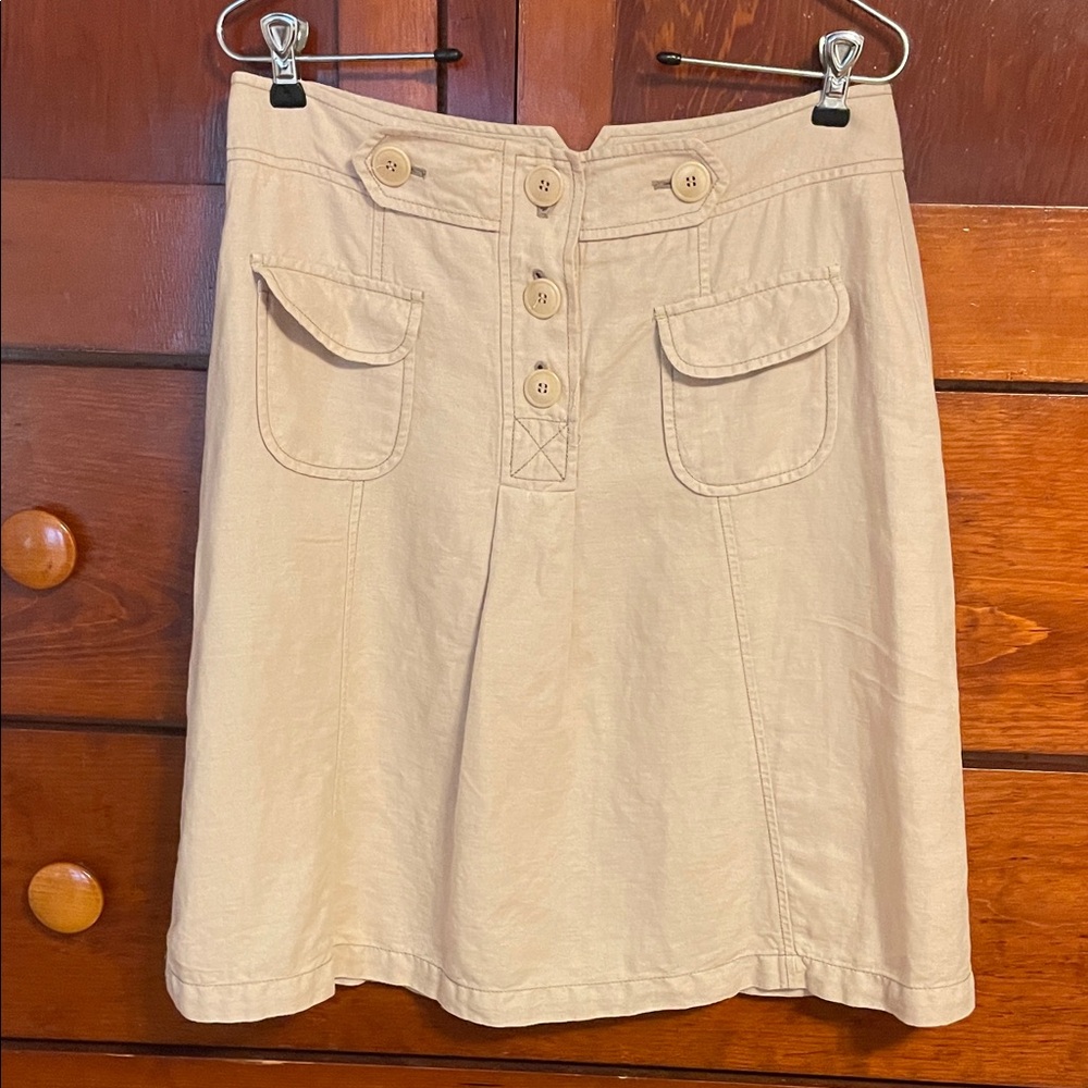 Sundance Tan gored Skirt with Button Detail